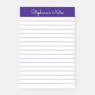 Simple Elegant Purple Lined Personalised Post-it Notes