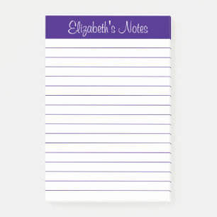 Simple Elegant Purple Lined Personalised Post-it Notes