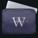 Simple Elegant Purple Monogram Name & Initial Laptop Sleeve<br><div class="desc">An elegant plum purple design with a simple cursive monogram name and initial.</div>