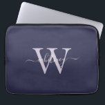 Simple Elegant Purple Monogram Name & Initial Laptop Sleeve<br><div class="desc">An elegant plum purple design with a simple cursive monogram name and initial.</div>