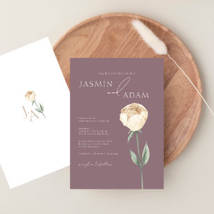 Simple Elegant Purple Rose Gold Floral Wedding Invitation