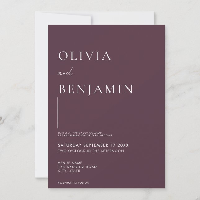 Simple Elegant Purple Wedding Invitation (Front)