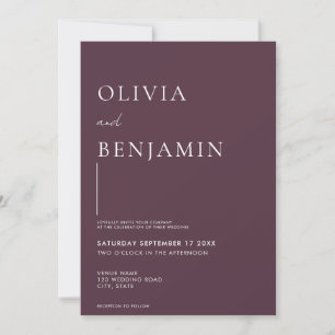 Simple Elegant Purple Wedding Invitation