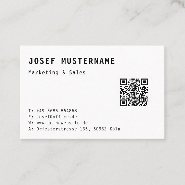 Simple Elegant QR Code Business Cards Template (Front)