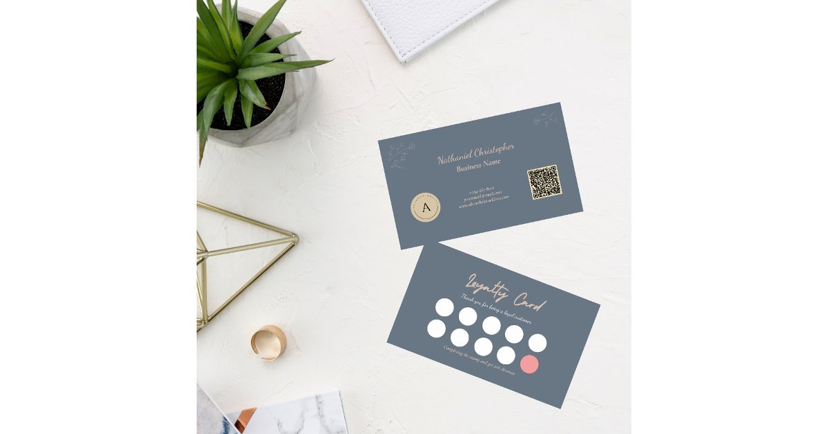 Simple elegant qr code business logo loyalty card | Zazzle