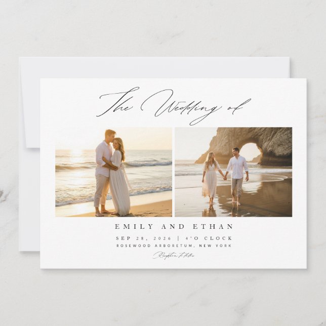 Simple Elegant QR Code Photo Wedding Invitation (Front)