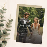 Simple Elegant QR Code Photo Wedding Invitation<br><div class="desc">This Modern Elegant QR Code Photo Wedding Invitation features elegant handwritten script calligraphy details and classic text overlay on a couple portrait photo on the front. The back has a full bleed photo and RSVP details.</div>