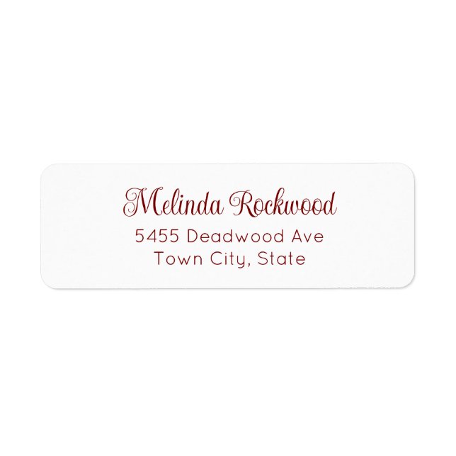Simple & Elegant Red 2-Line Return Address (Front)