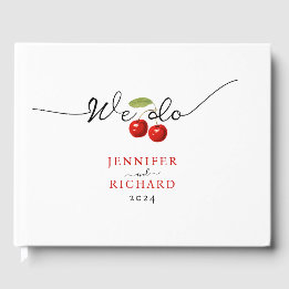 Simple Elegant Red And White Cute Cherries Wedding Guest Book