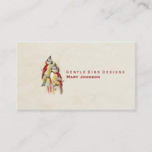 Simple Elegant Red Bird Business Card Crumpled