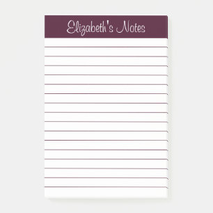Simple Elegant Red Brown Lined Personalised Post-it Notes