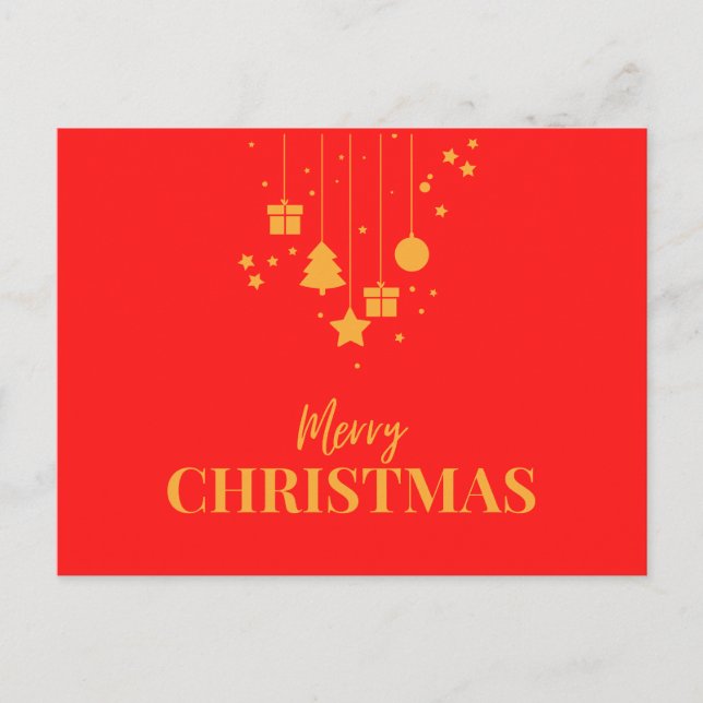 Simple Elegant Red Decor Snow Merry Christmas Holiday Postcard (Front)