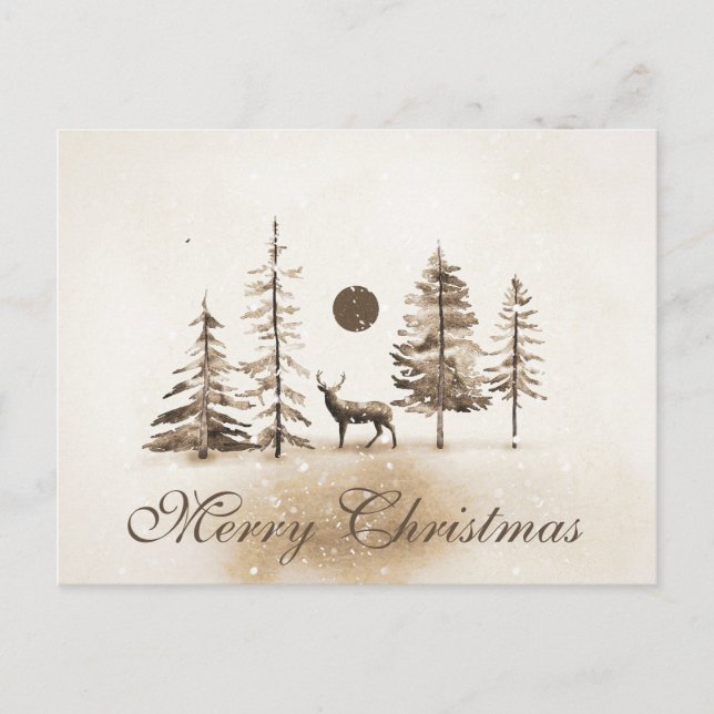 Simple Elegant Red Decor Snow Merry Christmas Holiday Postcard (Front)