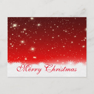 Simple Elegant Red Decor Snow Merry Christmas Holiday Postcard