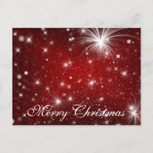 Simple Elegant Red Decor Snow Merry Christmas Holiday Postcard