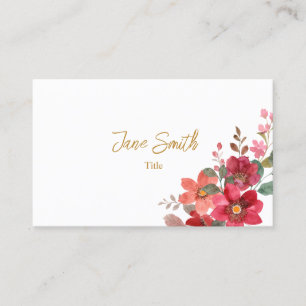 Simple Elegant Red Flower Business Card