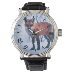 Simple Elegant Red Fox Artwork Men's Watch