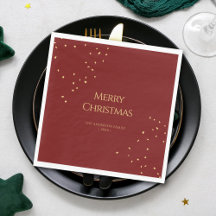 Simple Elegant Red & Gold Confetti Merry Christmas