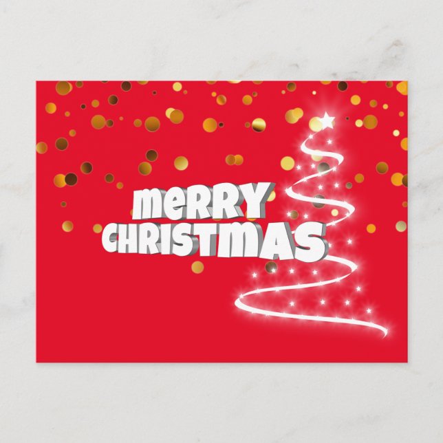 Simple Elegant Red Gold Merry Christmas Holiday Postcard (Front)