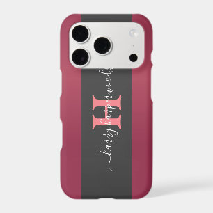 Simple Elegant Red Maroon Metal monogrammed Name