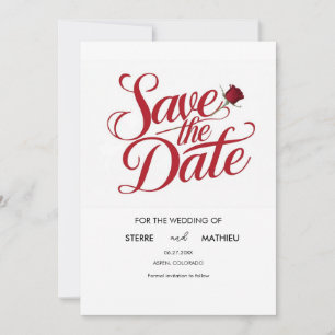 Simple Elegant Red Rose Wedding Save The Date