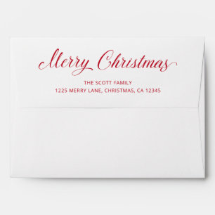 Simple Elegant Red Script Modern Christmas Envelope