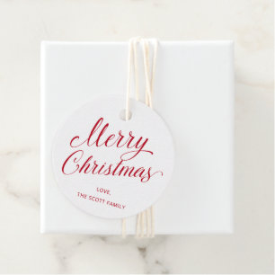 Simple Elegant Red Script Modern Christmas Favour Tags