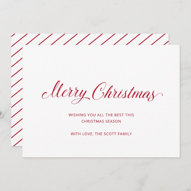 Simple Elegant Red Script Modern Christmas Holiday Card (Front/Back)