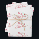Simple Elegant Red Script Modern Christmas Wrapping Paper Sheet<br><div class="desc">Cute holiday wrapping paper sheets featuring modern typography and a simple design with "Merry Christmas" in an elegant red script.  These wrapping paper sheets are sure to add a festive touch to your Christmas gifts.</div>