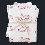 Simple Elegant Red Script Modern Christmas Wrapping Paper Sheet<br><div class="desc">Cute holiday wrapping paper sheets featuring modern typography and a simple design with "Merry Christmas" in an elegant red script.  These wrapping paper sheets are sure to add a festive touch to your Christmas gifts.</div>
