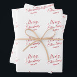 Simple Elegant Red Script Modern Christmas Wrapping Paper Sheet<br><div class="desc">Cute holiday wrapping paper sheets featuring modern typography and a simple design with "Merry Christmas" in an elegant red script along with the recipient's name.  These custom wrapping paper sheets are sure to add a festive touch to your Christmas gift giving.</div>