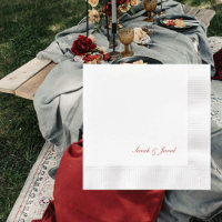 Simple Elegant Red Script Wedding Coined Cocktail