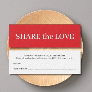 Simple Elegant Red White Beauty Referral Card