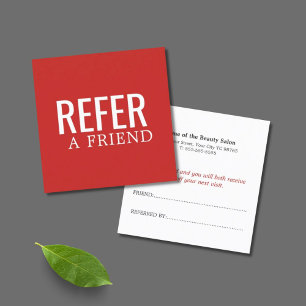 Simple Elegant Red White Referral Card