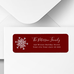 Simple elegant red white snowflake return address