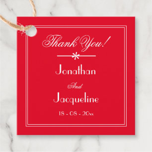 Simple Elegant Red & White 'Thank You' Favour Tags