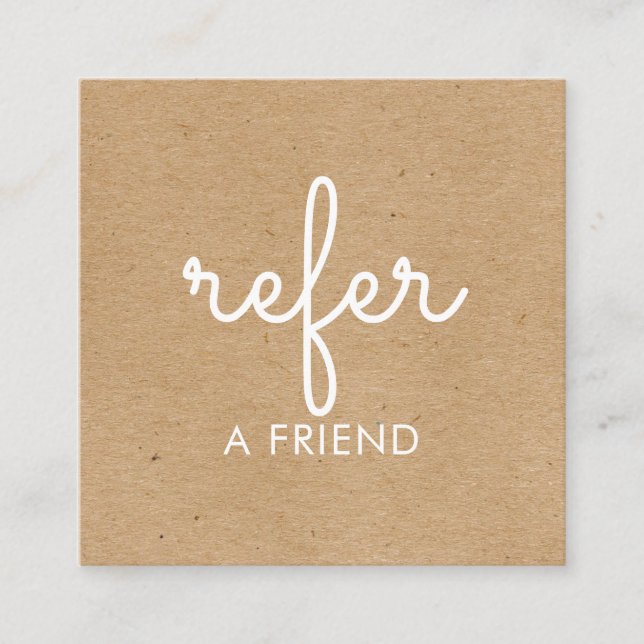 Simple Elegant Refer a Friend Rustic Kraft Referral Card (Front)