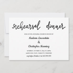 Simple Elegant Rehearsal Dinner Handwritten Script Invitation