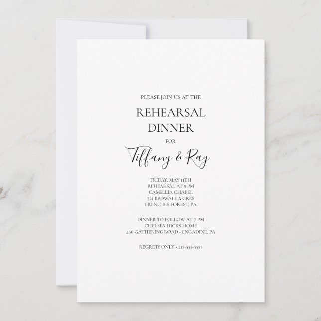 Simple Elegant Rehearsal Dinner Invitation (Front)