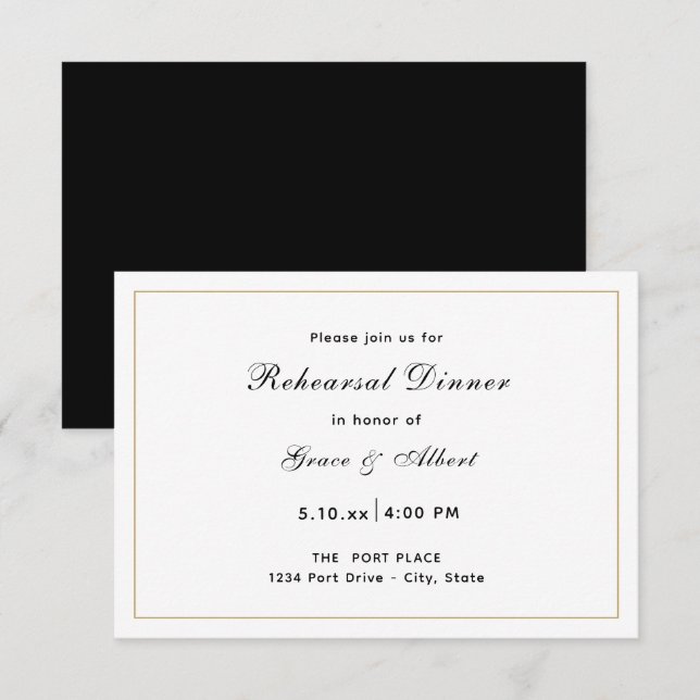 Simple Elegant Rehearsal Dinner Invitations (Front/Back)