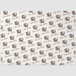 Simple elegant Reindeer sleigh neutral earthy Tissue Paper