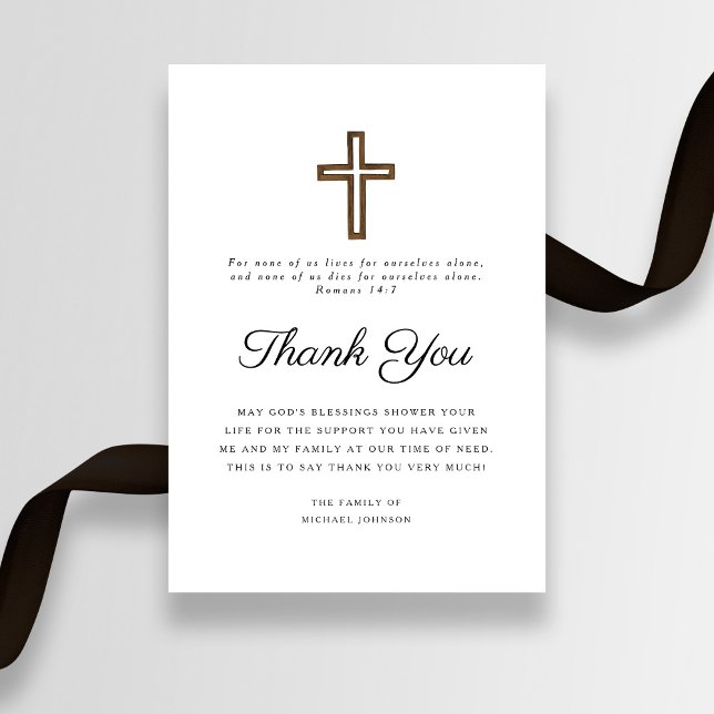 Simple Elegant Religious Cross Funeral Thank You Card (Simple Elegant Religious Cross Funeral Thank You Card)
