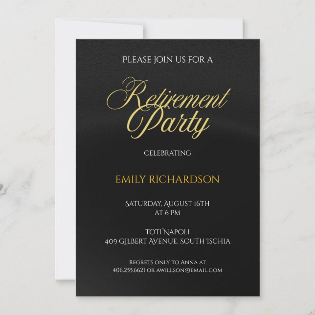 simple elegant Retirement Party Invitation (Front)