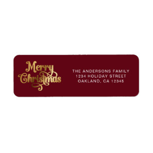Simple Elegant Retro Red & Gold Merry Christmas
