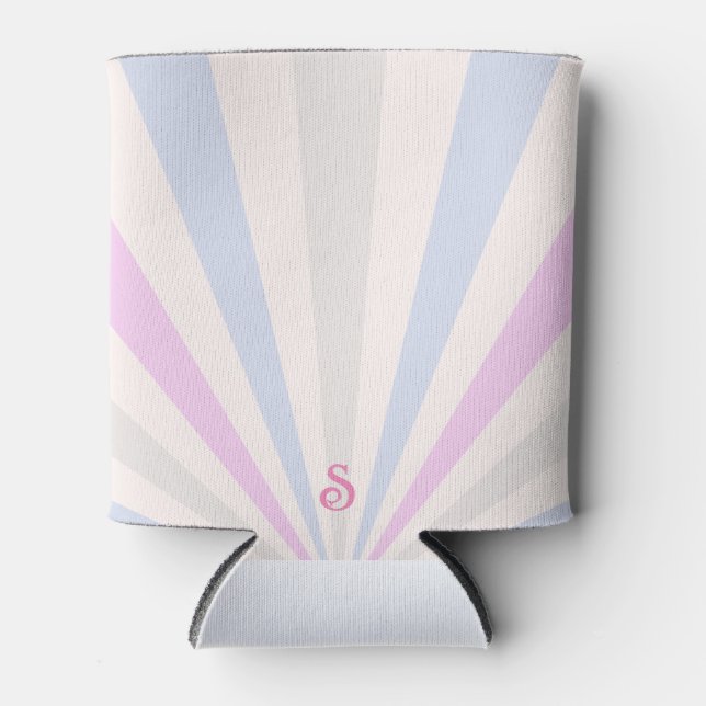 Simple Elegant Retro Sunshine Monogram  Can Cooler (Front)