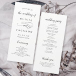 Simple elegant romantic script wedding programme<br><div class="desc">Romantic wedding programs feature stylish script and elegant font event details in black and white,  modern and simple,  great for modern simple wedding,  minimalist formal wedding,  traditional classic wedding.  
See all the matching pieces in collection.</div>