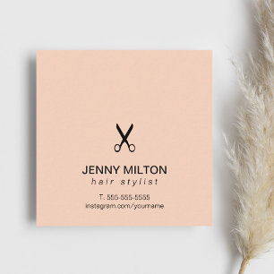 Simple Elegant Rose Black Scissor Hair Stylist Square Business Card