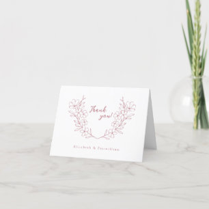 Simple Elegant Rose Gold Cherry Blossom Wreath  Thank You Card