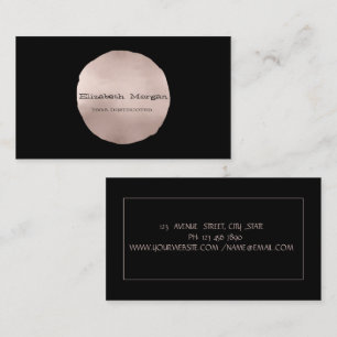 Simple Elegant Rose Gold Circle Black Business Card