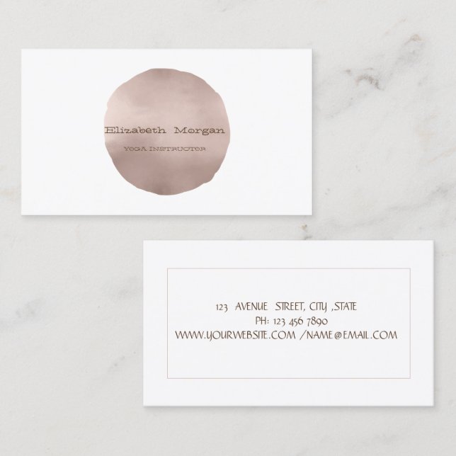 Simple Elegant Rose Gold Circle Business Card (Front/Back)